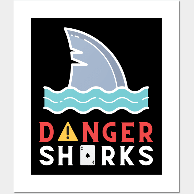 Poker Danger Sharks Fish Wall Art by Elysian Alcove